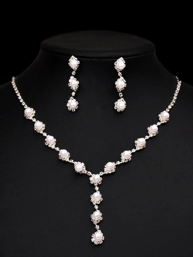 4/3 шт. Женский модный медный колье-цепочка с когтями и жемчугом, серьги, браслет, набор с цирконами, свадебный банкет, вечеринка, праздничный подарок