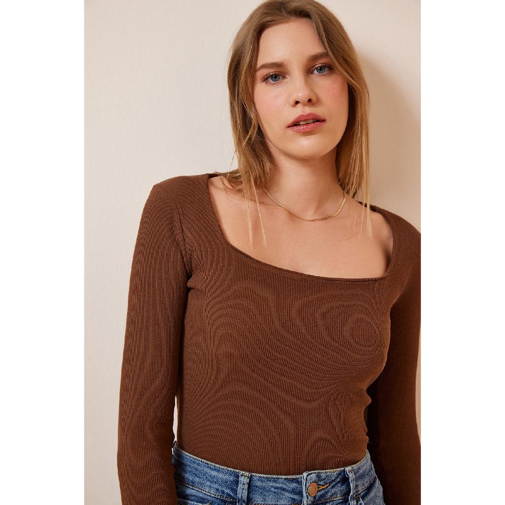 Women's Black And White Square Collar 2-pack Knitted Blouse Gt00056