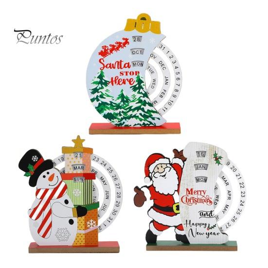 Рождественский вечный календарь, деревянный диск, вечный календарь, ручной вращающийся деревянный блок, настольный календарь для домашнего офиса