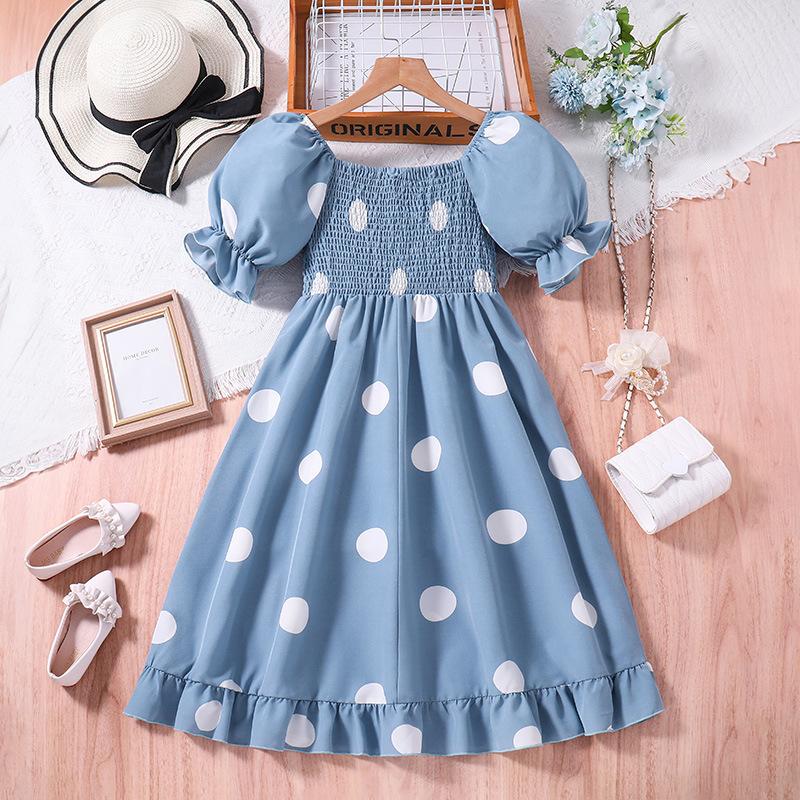 Платья для девочек от 6 до 12 лет+, летние детские новые модные супер красивые платья принцессы с объемными рукавами и принтом