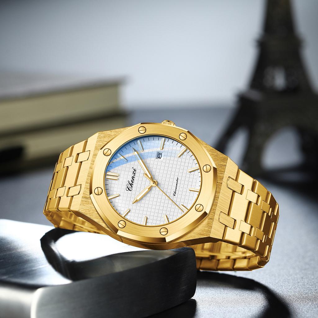 High-end Luxury Man Watch Original Watch Business Casual Gold Stainless Steel Luminous Date Waterproof Wristwatch Quartz Clock