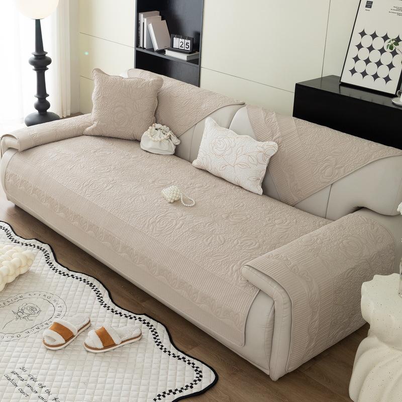 Pure Cotton Sofa Cushion for All Seasons, Fabric Non-slip Cushion, Light Luxury, Simple, Modern Sofa Cover, Washable Cover