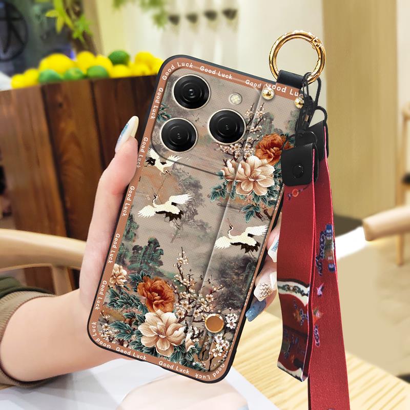 Durable Back Cover Phone Case For Tecno Spark20 Pro/KJ6 Shockproof Waterproof Fashion Ring Phone Holder Chinese style