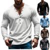 New Men's Spring and Autumn American Solid Color Thin Long Sleeved T-shirt Casual Base Slim Button V-neck Cardigan