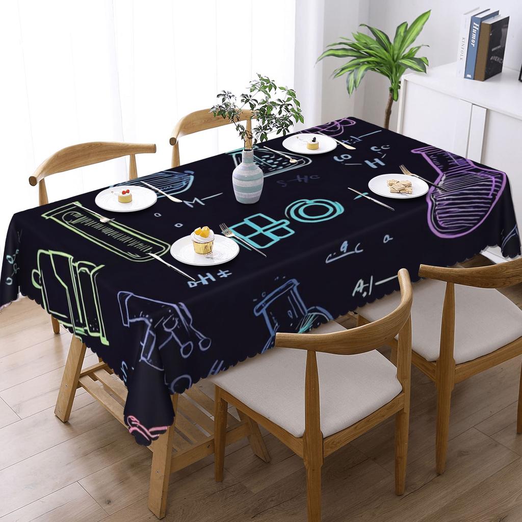 Custom Scientific Experiment Element Style Rectangular Tablecloth Waterproof Table Cover for Dining Events Table Cloth