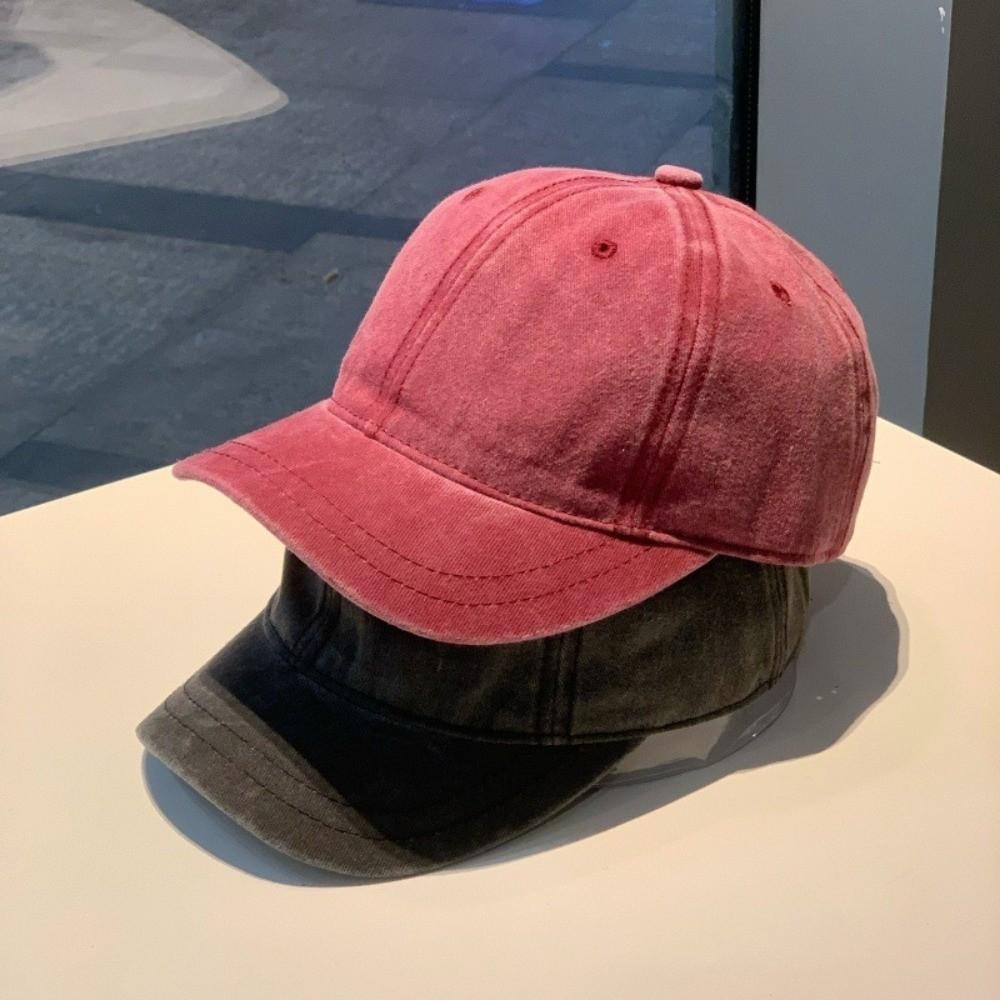 Short Brim Baseball Cap Washed Cotton Trucker Hat Sun Protection Visor Hat Outdoor Sports