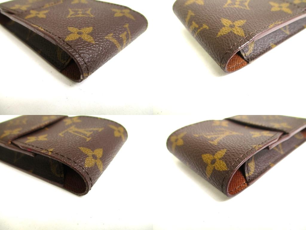 Подлинные портсигары LOUIS VUITTON Monogram из коричневой кожи #a372, восстановленные