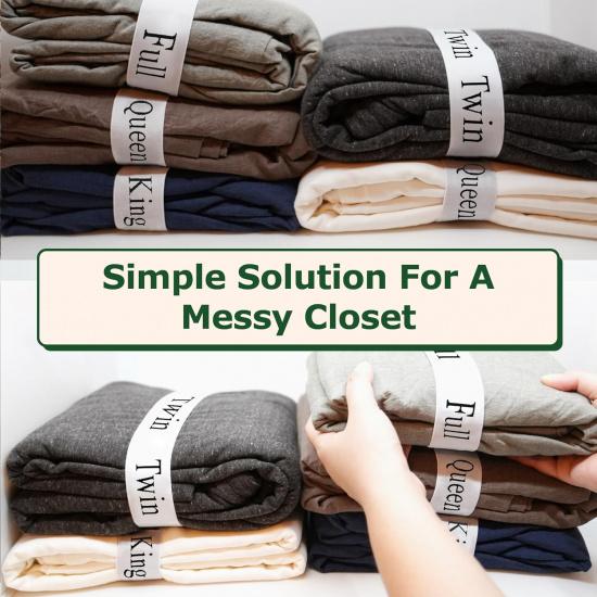 Bed Sheet Organizer and Storage Size Label Bands | Bed Sheets Set Organizers for Linen Closet Organization - Elastic Bedding Band Labels Sheet