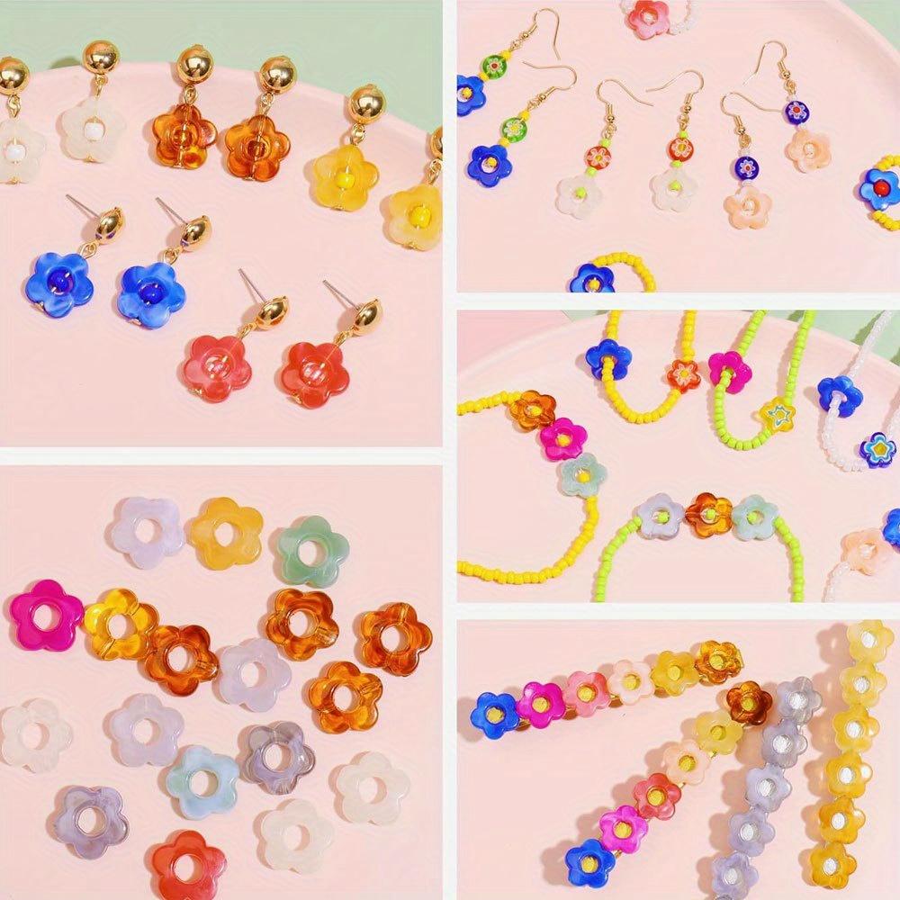 20/40/60 шт. Акриловые бусины в форме цветка, полые бусины в форме цветка, разделенные бусины, объемные, для самостоятельного изготовления, цветные, для ожерелья, сережек, браслетов, ювелирных изделий
