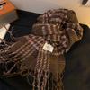 Korean atmosphere plaid fringed scarf women's autumn and winter high-end warm knitted couple scarf shawl