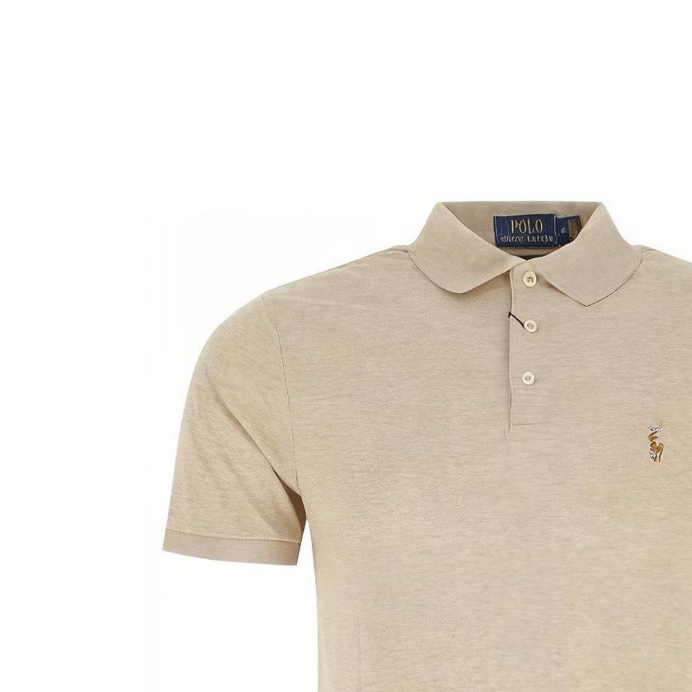 Polo Ralph Lauren Ss22 Однотонная рубашка поло с коротким рукавом и вышитым логотипом, мужские топы цвета хаки 710704319-068