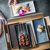 Japanese-Style Ceramic El Home Snack Plate Rectangular Barbecue Plate Restaurant Sushi Plate