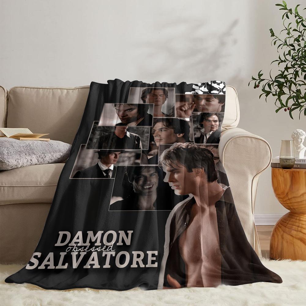 GUOYU Blanket Ddamon Salvatore Throw Soft Flannel Throw Summer Blanket Lightweight Cozy Nap Blanket for Sofa Bed Travel