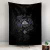 Tapestry Viking Norse Valknut Two Ravens Blue Celtic Circle Rune Pillars Black Minimalist Art