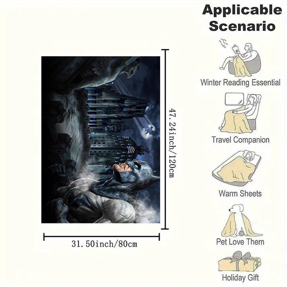 Batman: The Dark Knight Rises Gotham City Night Skyline Poster Blanket Flannel Throw Blanket for Sofa, Bed, Travel, Camping, Office, Couch, Chair