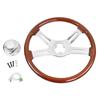 RASTP-New Truck Wooden 455mm 18''Classic Steering Wheel 3 Electroplated Steel Big Car Classic Wood Grain Finish RS-STW030