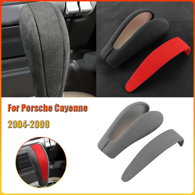 Leather Cow Suede Gear Shift Knob Cover Protector Case Frame Decoration for Porsche Cayenne 2004-2009 Auto Accessories