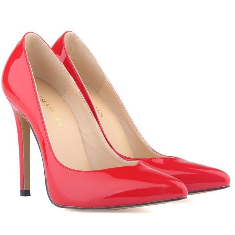 Туфли-лодочки большого размера для женщин с острым носком, лакированные туфли на высоком каблуке, нарядные, свадебные туфли, на тонком каблуке, простые женские туфли-лодочки