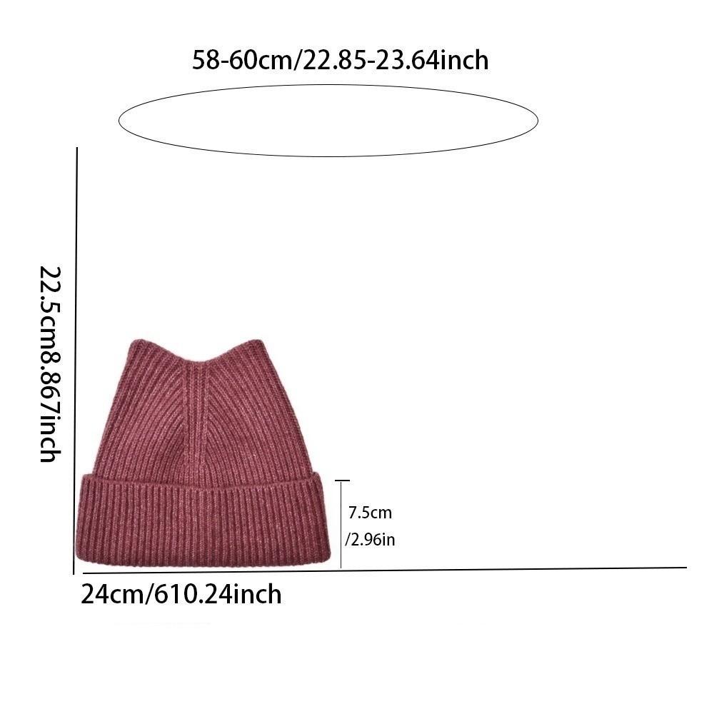 Warm Cat Ear Knitted Hat Solid Color Beanies Hat Ear-Protecting Wool Hat Ear Protection Hat