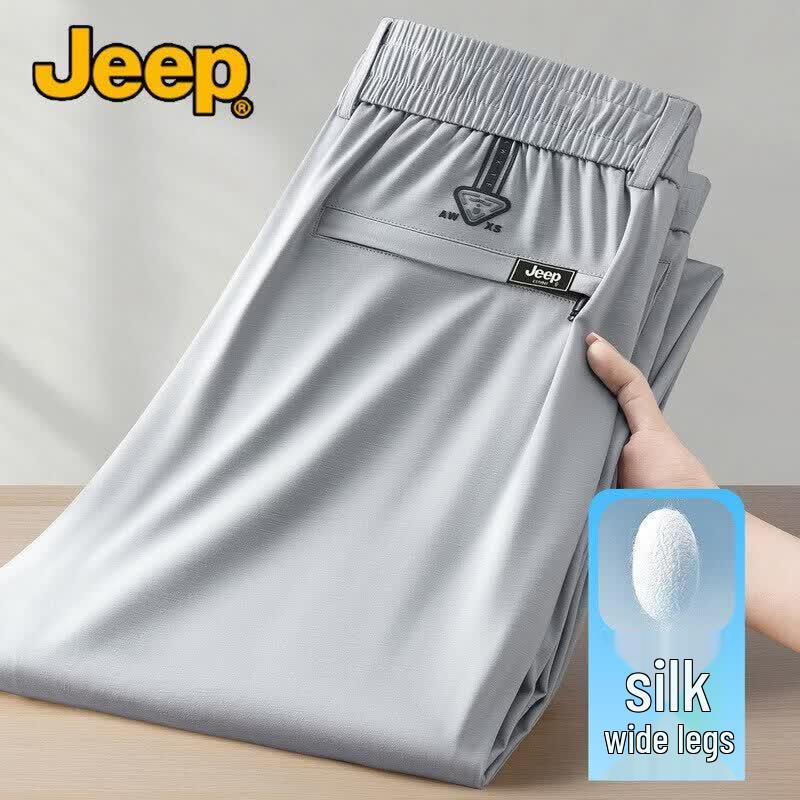 Jeep Мужские летние тонкие повседневные брюки с широкими штанинами из смесовой шелковой ткани