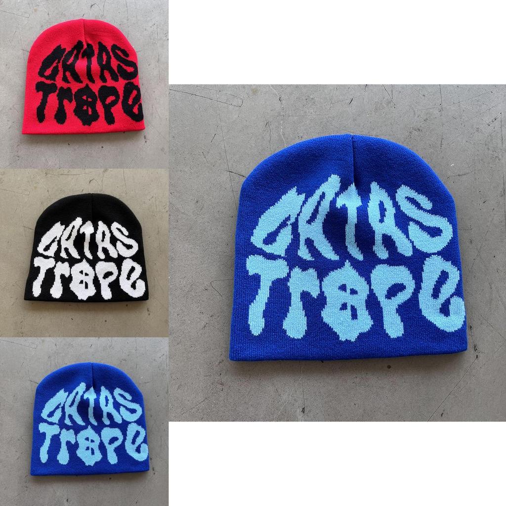 Autumn Winter Acrylic Knit Hat With Letter Design For Outdoor And Daily Use