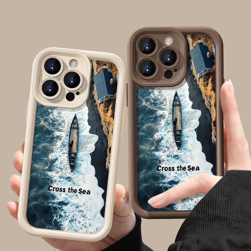 Синий морской принт противоударный чехол для iPhone 16 Pro Max 15 14 Pro 13 12 11 8 7 мягкий силиконовый защитный матовый чехол для телефона TPU