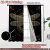 2pcs, 2D FLAT PRINTING Curtains (Without Rod) Golden Dragonfly Holiday printed curtains Semi-Sheer Curtains Outdoor Decorations