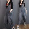 Women's Spring and Autumn Loose Straight-leg Thin Denim Washed Nine-point Overalls