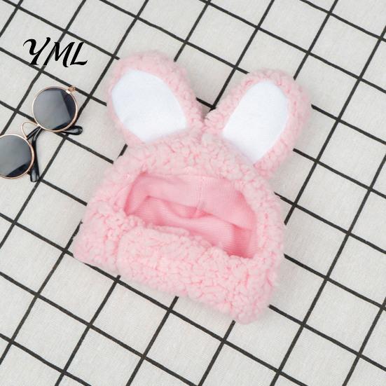 Fleece Animal Ear Cap Bunny Ears Cat Hat, Cute Pet Soft Plush Hat Comfortable Photo Prop with Rabbit for Cats Small Dogs Party Costume Fun Photos
