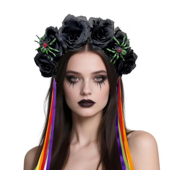 Женская атласная повязка на голову с красочным цветочным декором, обруч для волос яркого цвета.