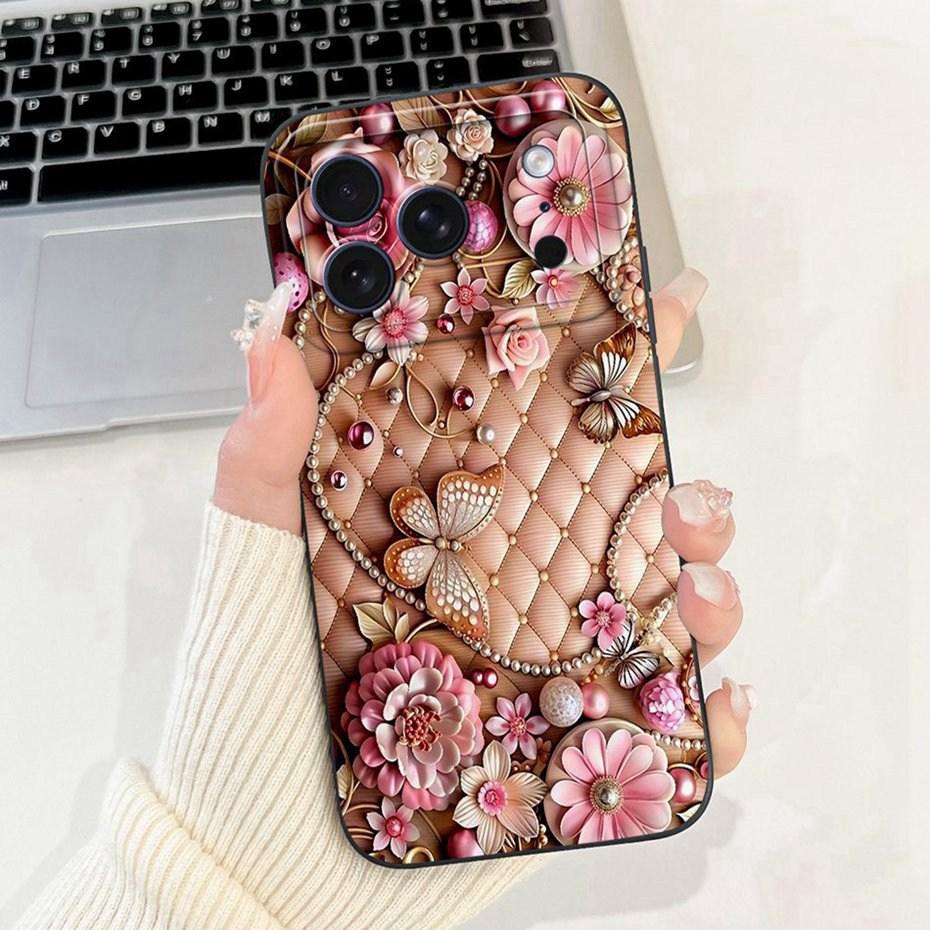 Красивый Цветочный Чехол Для Телефона Для iPhone 17 Pro Max 17 Air Мягкий Силиконовый Ударопрочный Чехол Для iPhone17 17Pro 17Air Защитные Бамперы
