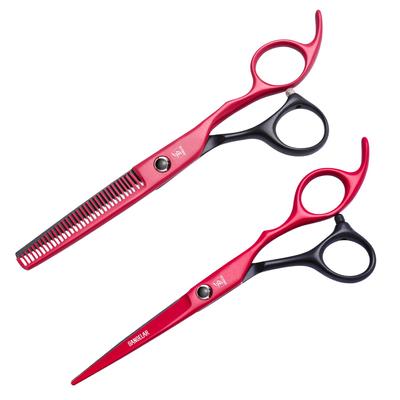 6-дюймовые черные с красными ножницы для волос, профессиональные парикмахерские ножницы, парикмахерские ножницы, филировочные ножницы