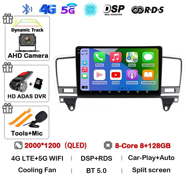 Android 14 Carplay Автомагнитола для Mercedes-Benz M-Class M Class W166 ML 2011 2012 2013 2014 2015 GPS Мультимедийный Видеоплеер