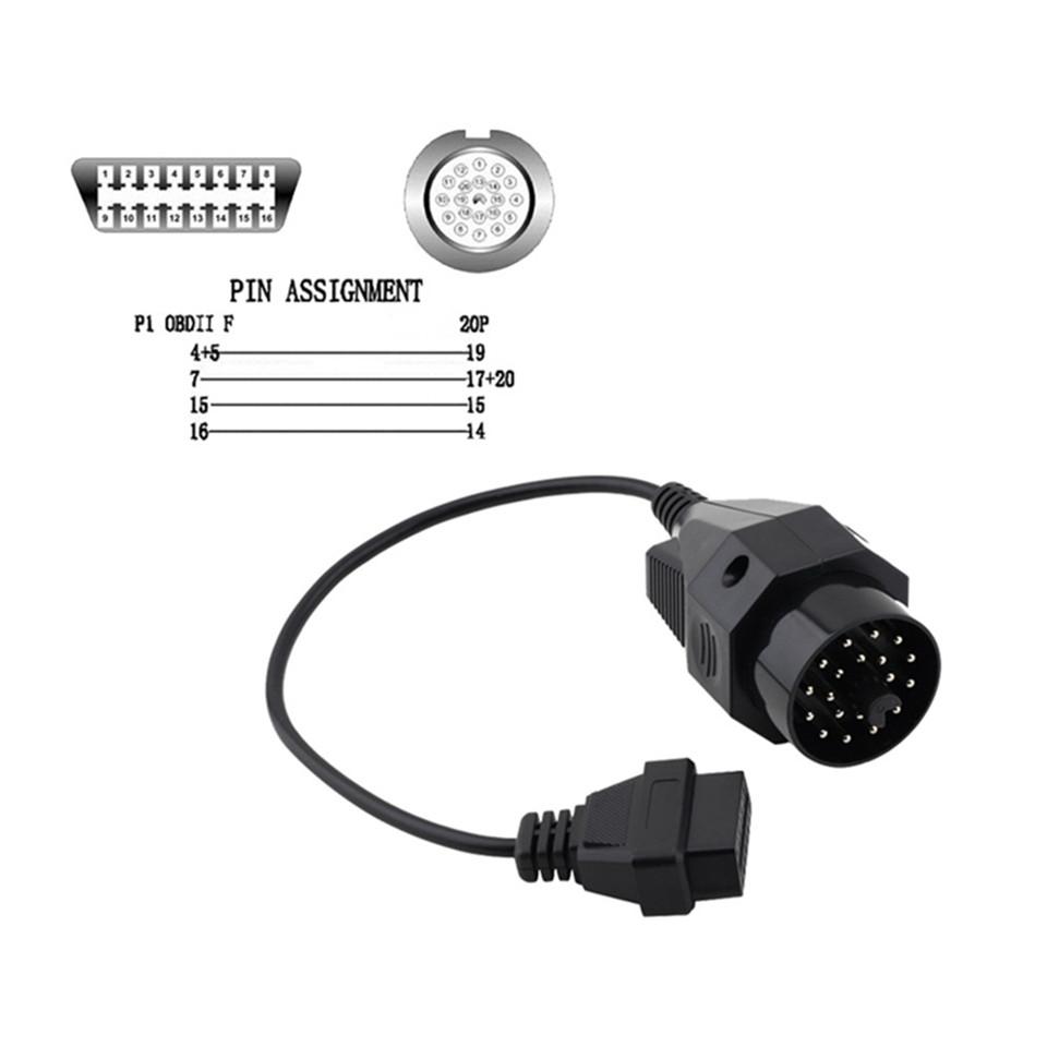 1pc OBD2 Diagnostic Cable For BMW 20Pin OBD2 Connector to OBD1 For BMW Connector 20PIN to 16PIN Pin OBD OBD2 Connector Adapter