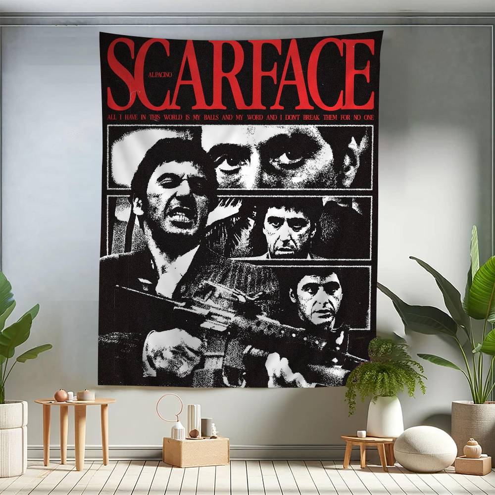 Vintage Classic Sscarface Chart Tapestry Art Science Fiction Room Home Decor Cheap Hippie Wall Hanging