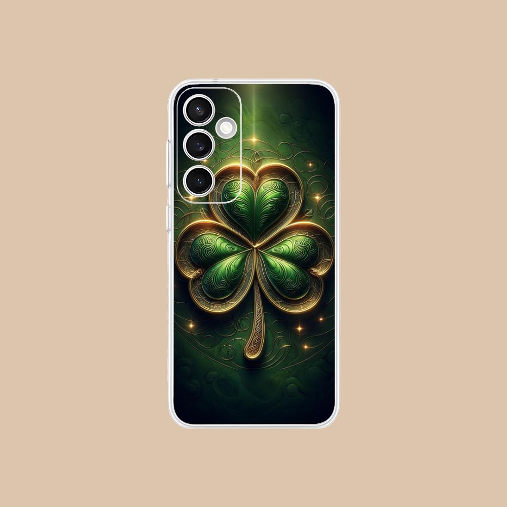 Чехол для мобильного телефона на День Святого Патрика для Samsung Galaxy S25 S24 S23 S22 S21Plus FE Ультрапрозрачный Цветной Чехол Роскошный Чехол