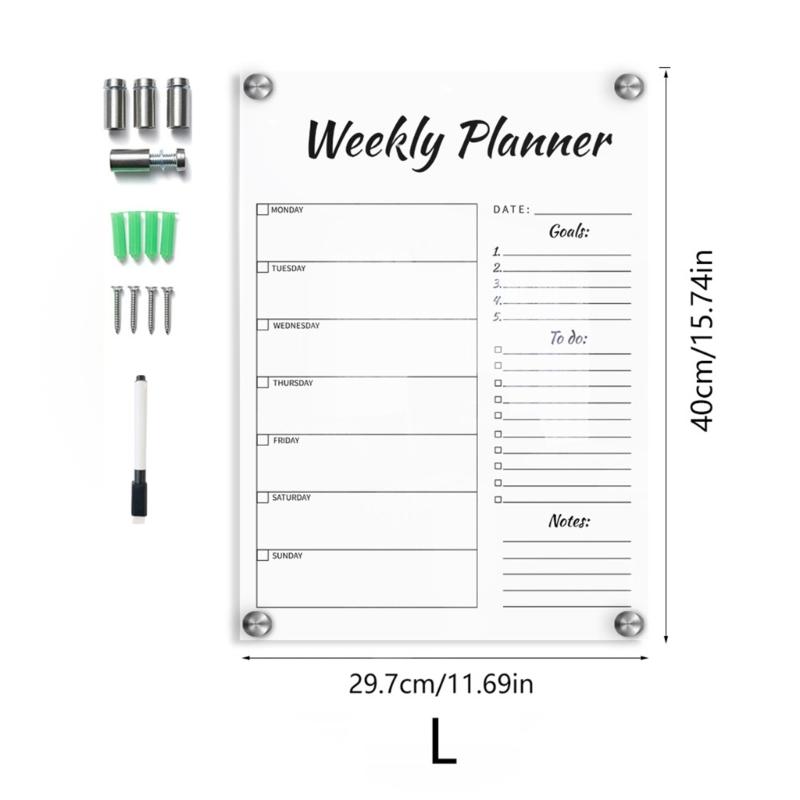 Weekly Planner Acrylic Board Clear Daily Record Board Wall Mounted To Do List Whiteboard Weekly Working Cooking Record Board