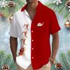 Autumn and Winter Men's Short Sleeved Shirt New Year's Christmas Pattern Digital Printed Shirt Top Men's Casual Shirt
