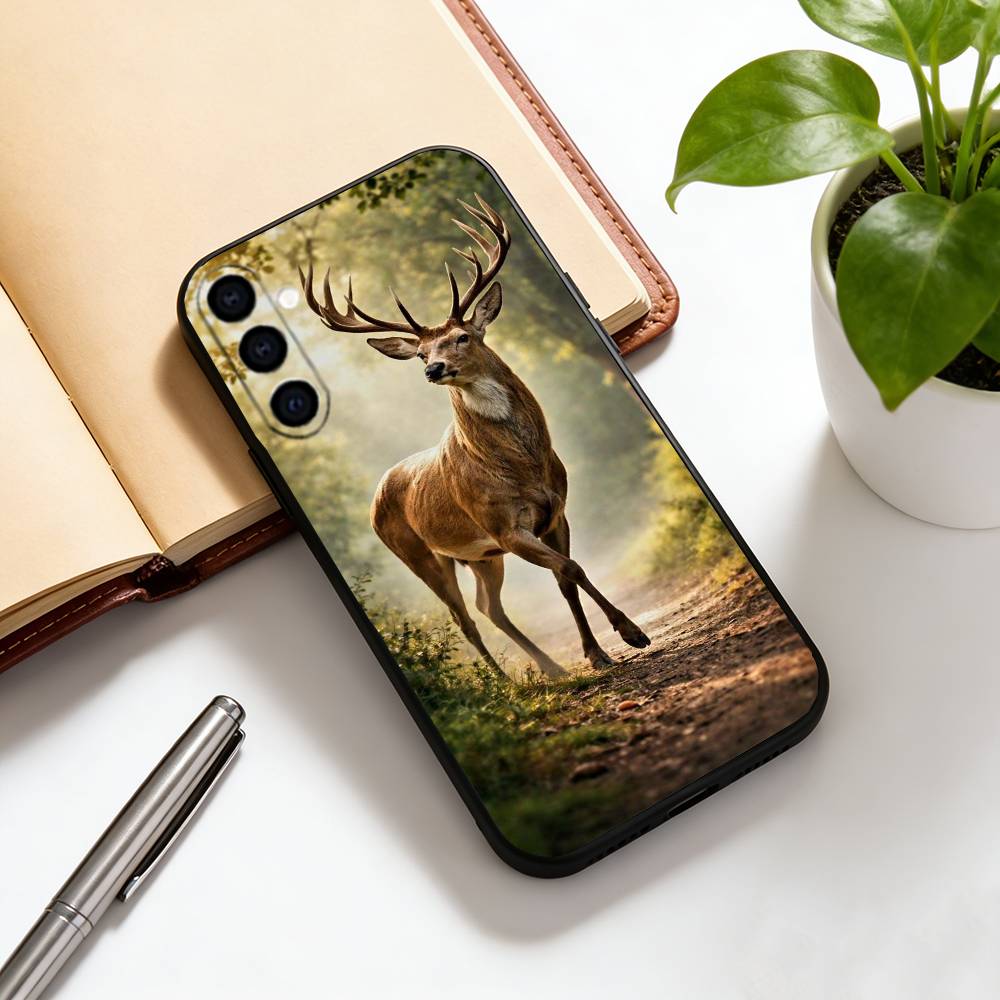 Чехол для телефона с оленем, черный силиконовый, мягкий, для Samsung Galaxy A73, A72, A71, A70, A53, A52, A51