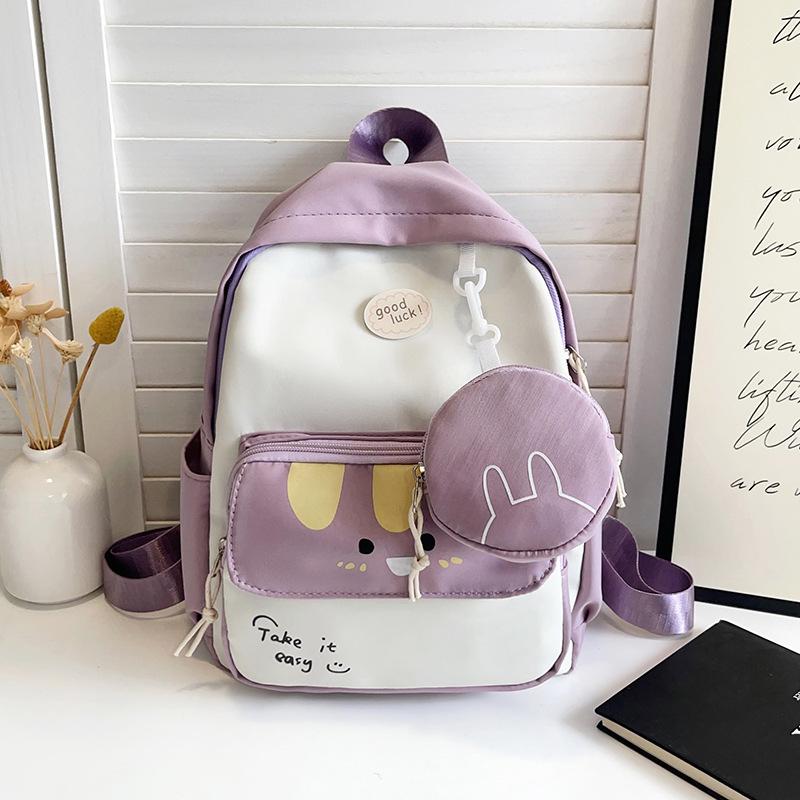 Versatile New School Bag Small Fresh Contrast Kindergarten Backpack Two-piece Cute Backpack