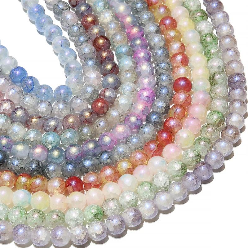 10 мм стеклянные бусины-попки Halo Inside Broken Round Бусины из глазури Ретро-бисер ручной работы Diy Ice Crack Jewelry Бусины-попки для изготовления ювелирных изделий
