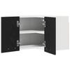 Wall Mounted Corner Cabinet in Black Oak and White 57 x 57 x 40 cm