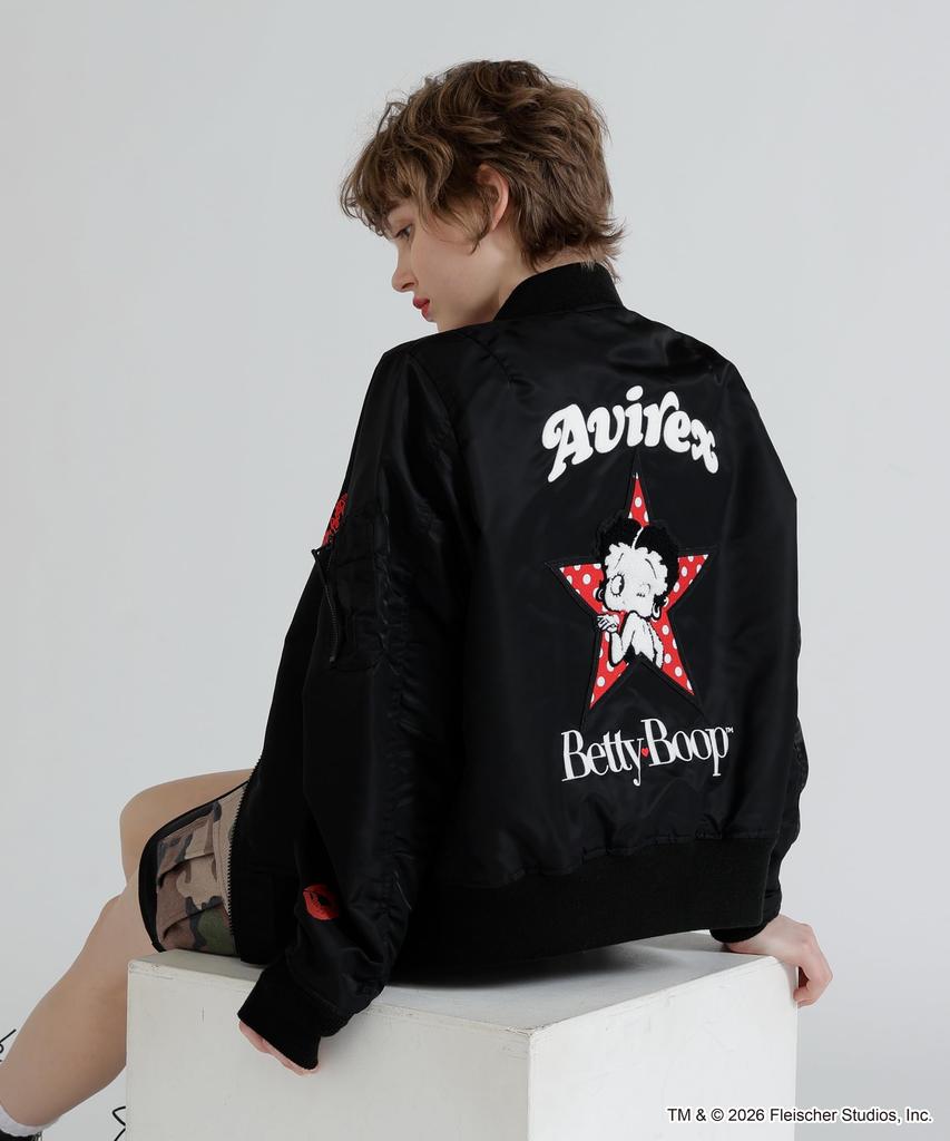 AVIREX x Betty Boop LIGHT MA-1 women's S size 010 black 783-6152607