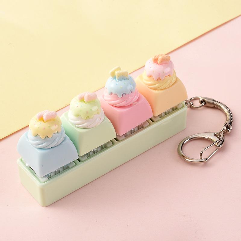 Cute Sticker DIY Button Squeeze Toy Keychain - Stress Relief Pendant
