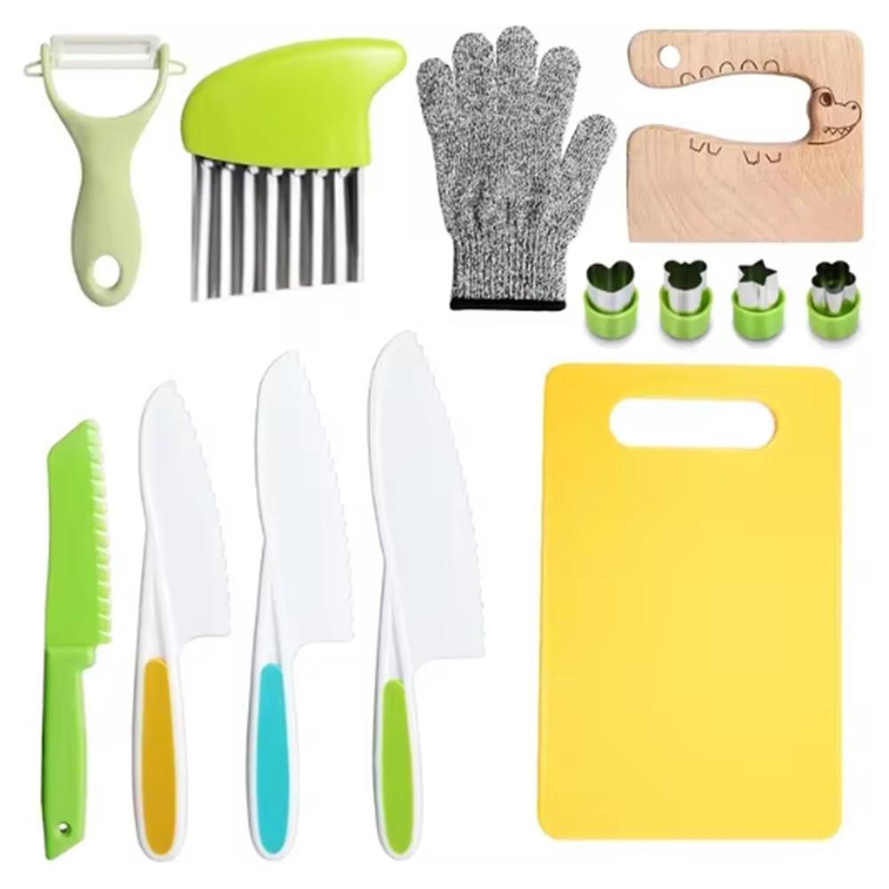 11/13/17PCS Детские наборы для готовки Настоящие кухонные принадлежности Монтессори для малышей Безопасные ножи для детей 2/3/4/5/6/7/8 лет
