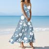 Женские летние повседневные модные платья с принтом, платья без рукавов с V-образным вырезом