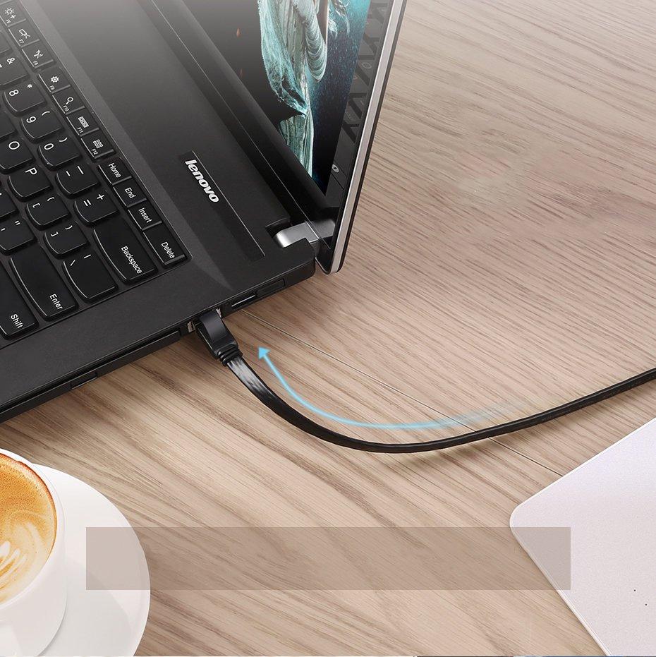 Ugreen 10m Cat 7 Flat Ethernet Cable, Shielded High-Speed 10Gbps, Black (Model NW106 11265)