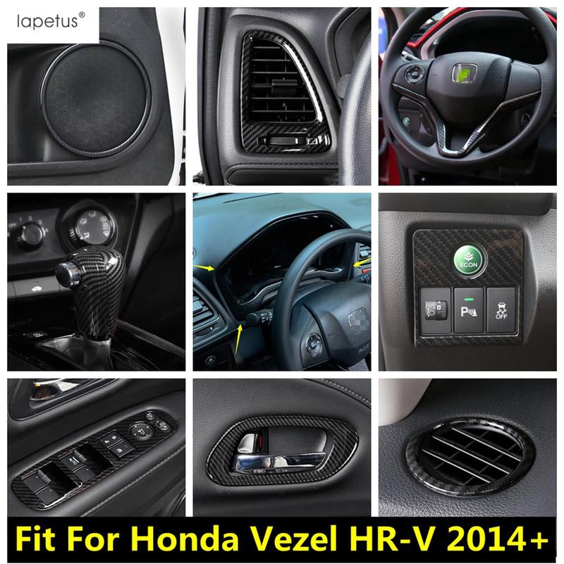 Для Honda Vezel HR-V 2014 - Накладка на ручку двери, руль, рычаг КПП, стеклоподъемник, панель AC, отделка, аксессуары из углеродного волокна