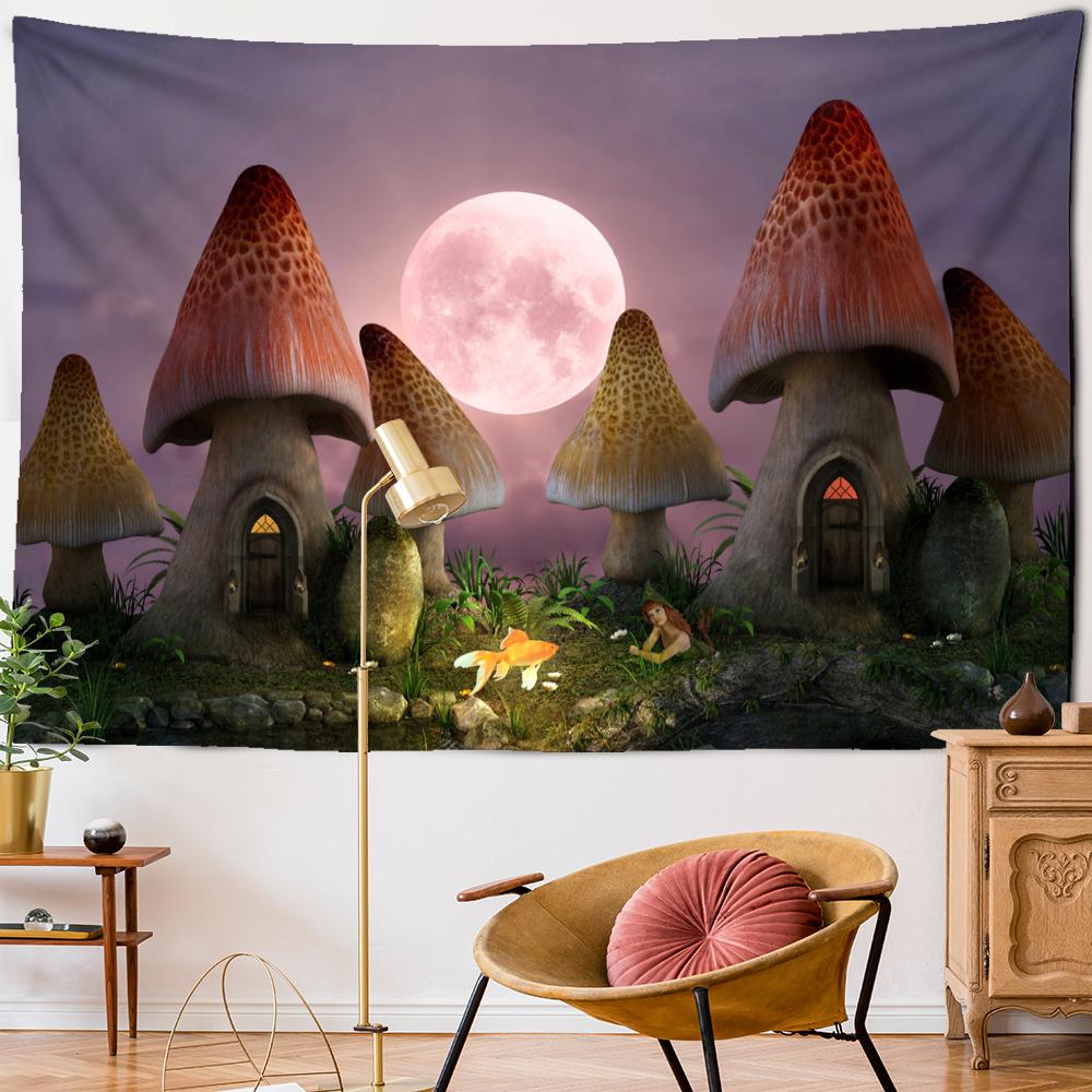 Научная фантастика картина маслом гобелен настенный богемный мультфильм хиппи психоделический ковер художественная комната домашний декор