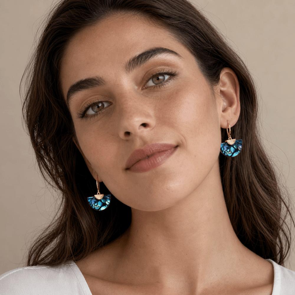 Smudging Chinese Style Earrings Exaggerated Vintage Earrings Semicircle Fan-shaped Earrings Women